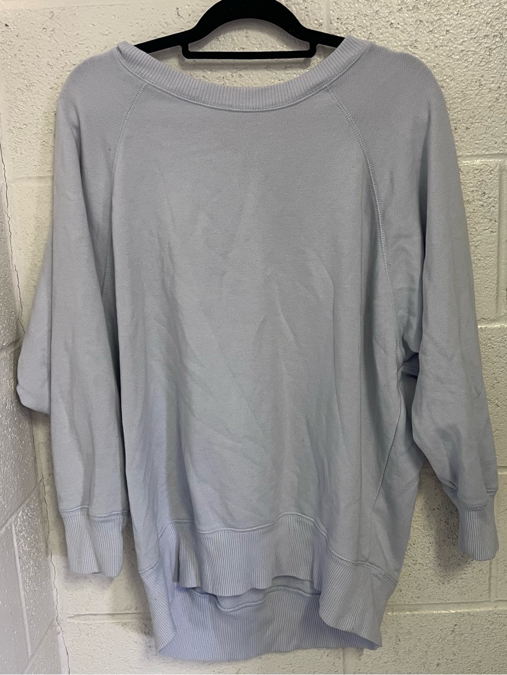 aerie Gray Blue Textured Sweatshirt with Logo Tag